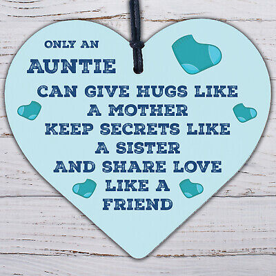 Auntie Aunty Aunt Sister Gifts Wooden Heart Plaque Christmas Present For Her