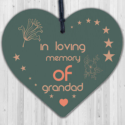 GRANDAD Memorial Plaques Wooden Heart Christmas Bauble Dad Gifts For Him Sign