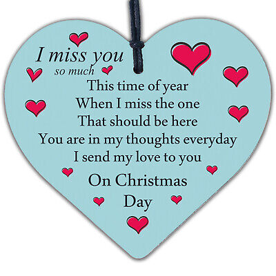 Christmas Miss You Memorial Handmade Hanging Wooden Bauble Tree Decoration Sign