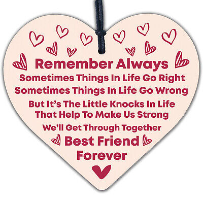 Best Friends Forever Friendship Love Heart Gift Hanging Plaque Home Present Sign