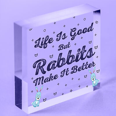 Rabbits Make Life Better Wooden Hanging Heart Plaque Pet Rabbit Hutch Sign Decor