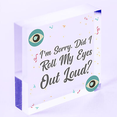 Sorry Did I Roll My Eyes Out Loud? Funny Sarcasm Hanging Plaque Friend Gift Sign