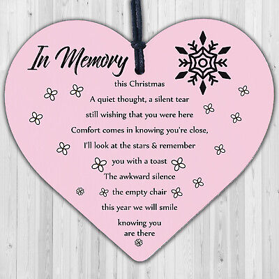 In Memory Christmas Memorial Decorations Wood Heart Tree Bauble Gift Mum Dad Nan