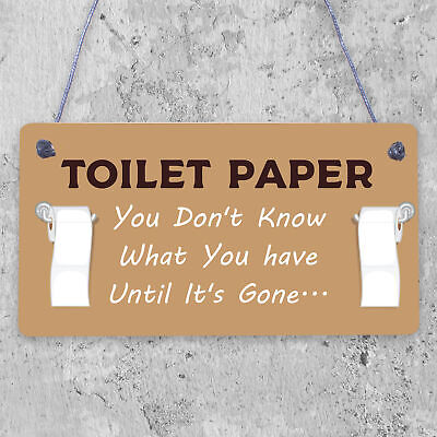 Toilet Paper Gone Funny Bathroom Toilet Friend Hanging Plaque Home Gift Sign