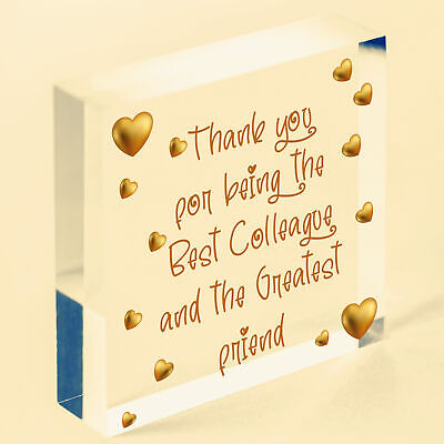 Thank You Wood Heart Plaque Friendship Gift For Colleague Friend New Job Present