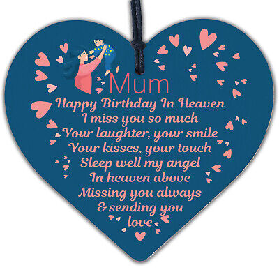 MUM Mother Memorial Birthday Plaque Wood Heart Grave Tribute Rememberance Gift