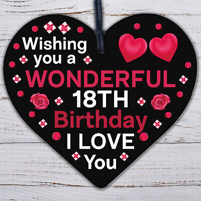 18th Birthday Wood Heart Card For Daughter Best Friend Sister Gift 18 Decoration