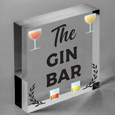 The Gin Bar Garden Party Alcohol Novelty Drinking Gift Pub Hanging Wall Plaque