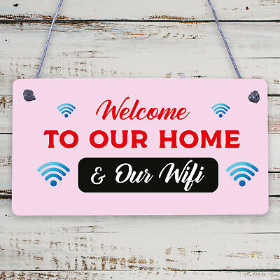 Welcome To Our Home & Wifi Password Chalkboard Gift Hanging Plaque Internet Sign