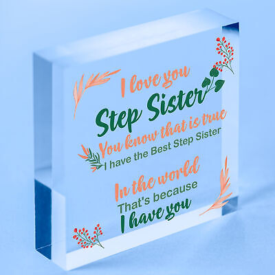 Step Sister Plaque Wooden Heart Sign Step Sister Birthday Christmas Present Card