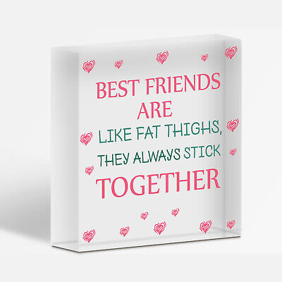 Best Friends Are Like Fat Thighs Novelty Wooden Hanging Heart Friendship Plaque