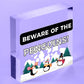 Beware Of The Penguins Funny Wooden Hanging Shabby Chic Plaque Penguin Sign Gift