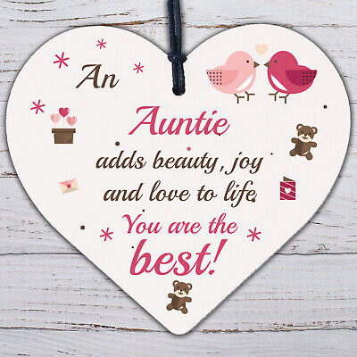 Auntie Gifts Thank You Sign Wooden Heart Plaque Birthday Gift For Her Women