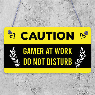 Gaming Funny Caution Bedroom Sign Games Room Gamer Gift For Boys Brother Son