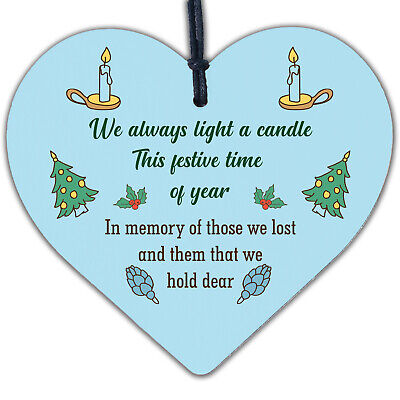 Light Candle Christmas Memorial Bereavement Hanging Plaque Tree Decoration Sign