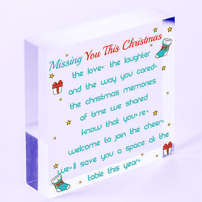 Missing You Christmas Wood Hanging Memorial Heart Plaque Xmas Tree Decoration