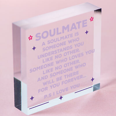 Soulmate I Love You Cute Christmas Gift Hanging Heart Plaque Valentines Day Sign