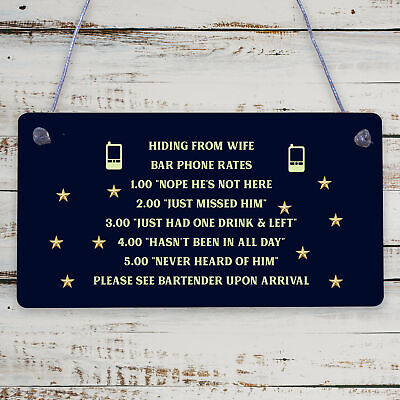 Gifts For Him Funny Man Cave Hiding From Wife Sign Pub Bar Plaque Dad Birthday