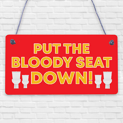 Funny Bathroom Toilet Plaque PUT THE SEAT DOWN Chic Door Sign Home Decor