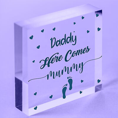 Daddy Here Comes Mummy Sign Page Boy Gift Hanging Engraved Heart Wedding Sign