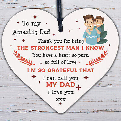 Dad Gifts Hanging Wood Heart Birthday Fathers Day Gift For Dad From Daughter Son