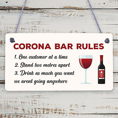 Funny Corona Bar Rules Sign Hanging Garden Pub Bar Sign Alcohol Beer Gift