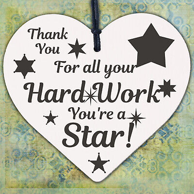 Colleague THANK YOU Gifts Wooden Heart Plaque Employee Teacher Volunteer Gifts