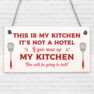 Vintage This Is My Kitchen Funny Plaque Shabby Chic Kitchen Wall Retro Sign Gift