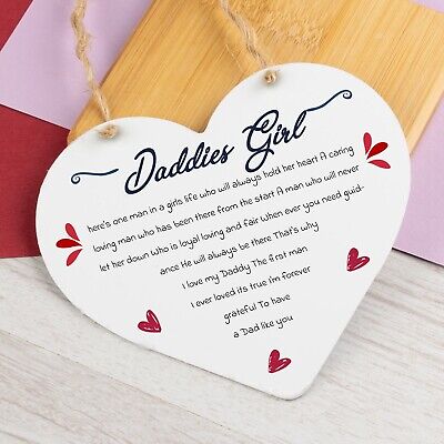 Daddies Girl Wooden Heart Fathers Day Gift For Daddy Dad Daughter Gift Thank You