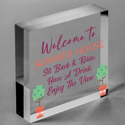 Welcome Signs For Summerhouse Hanging Wall Garden Plaque New Home Gift