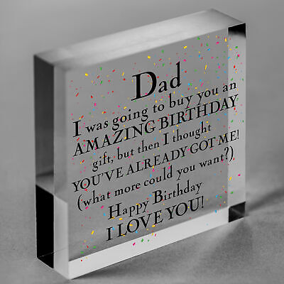 Amazing Happy Birthday Wooden Heart Dad Daddy Funny Card Baby Son Daughter Gifts