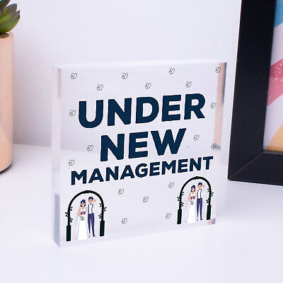 Under New Management Novelty Wedding Night Decoration Hanging Plaque Sign Gift