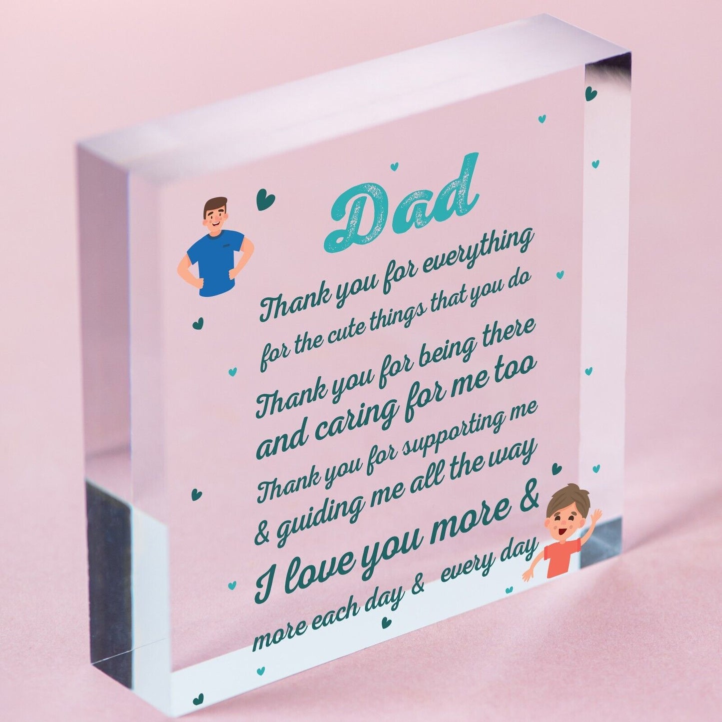 Cute Dad Gift Acrylic Block Birthday Gift For Dad Daughter Son Gifts Keepsakes