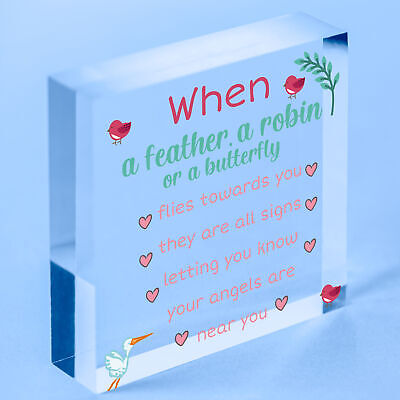 Angels Are Near Memorial Wooden Heart Sign Mum Dad Nan Grandad Special Plaques