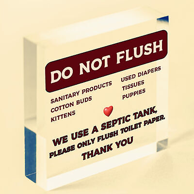 Do Not Flush Septic Tank Hanging Plaque Bathroom Wall Door Toilet Thank You Sign