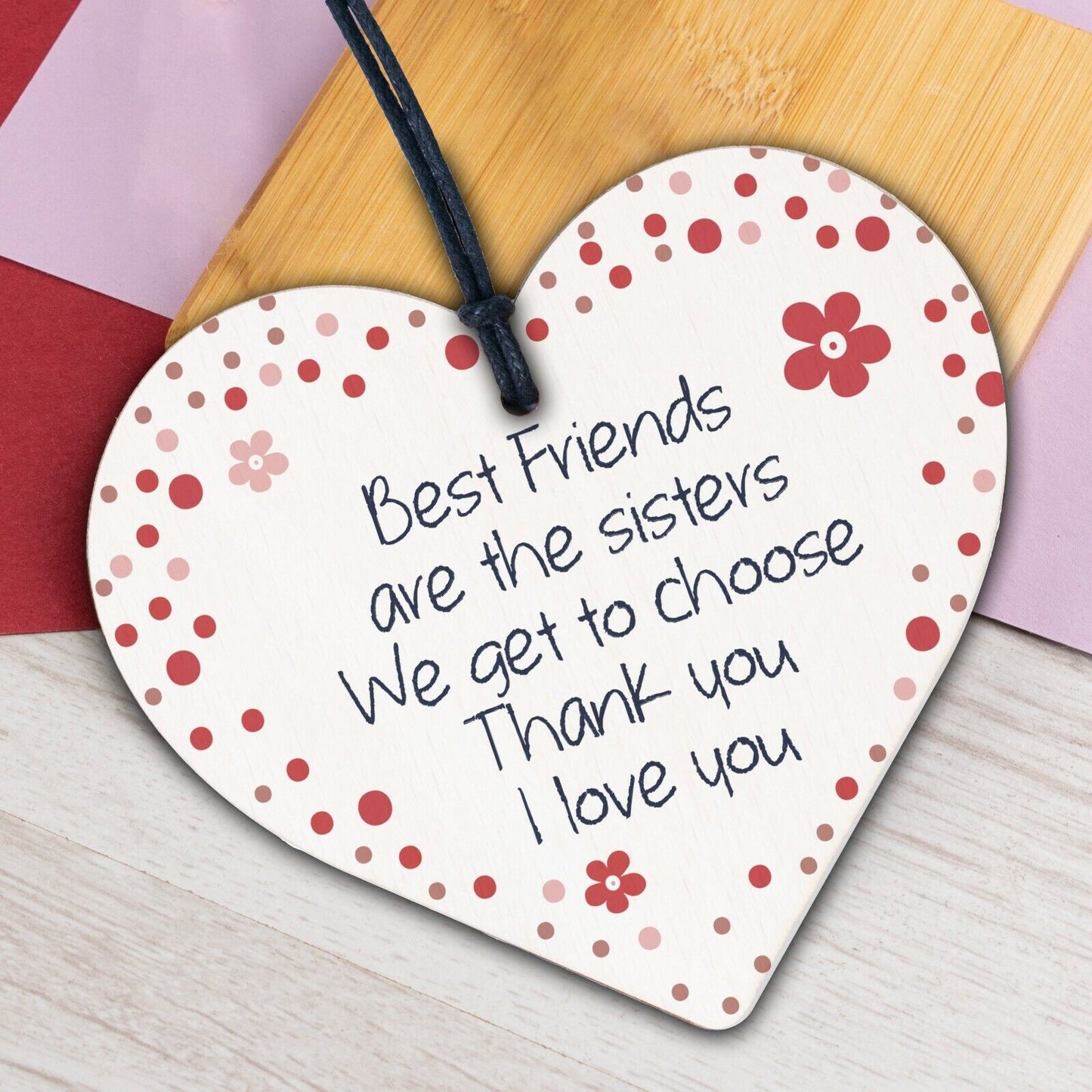 Best Friend Sister Friendship Gifts Wood Heart Birthday Christmas Thank You Gift