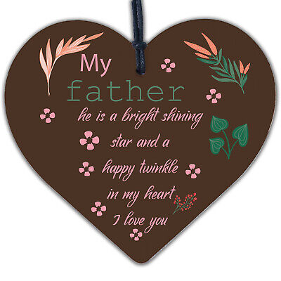 Dad Father Memorial Hanging Wood Heart Remembrance Plaque Keepsake Gift For Dad