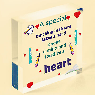 Special Teacher Leaving Gift Wood Heart Plaque Teaching Assistant Thank You Gift