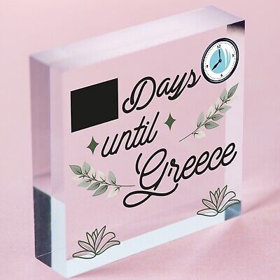 Chalkboard Holiday Countdown To GREECE Wall Sign Novelty Gift For Friend Family