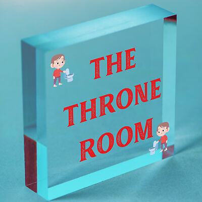 The Throne Room Novelty Wooden Hanging Plaque Funny Restroom Bathroom Door Sign