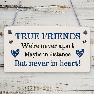 True Friends Never Apart Cute Wooden Hanging Plaque Gift Best Friends Love Sign