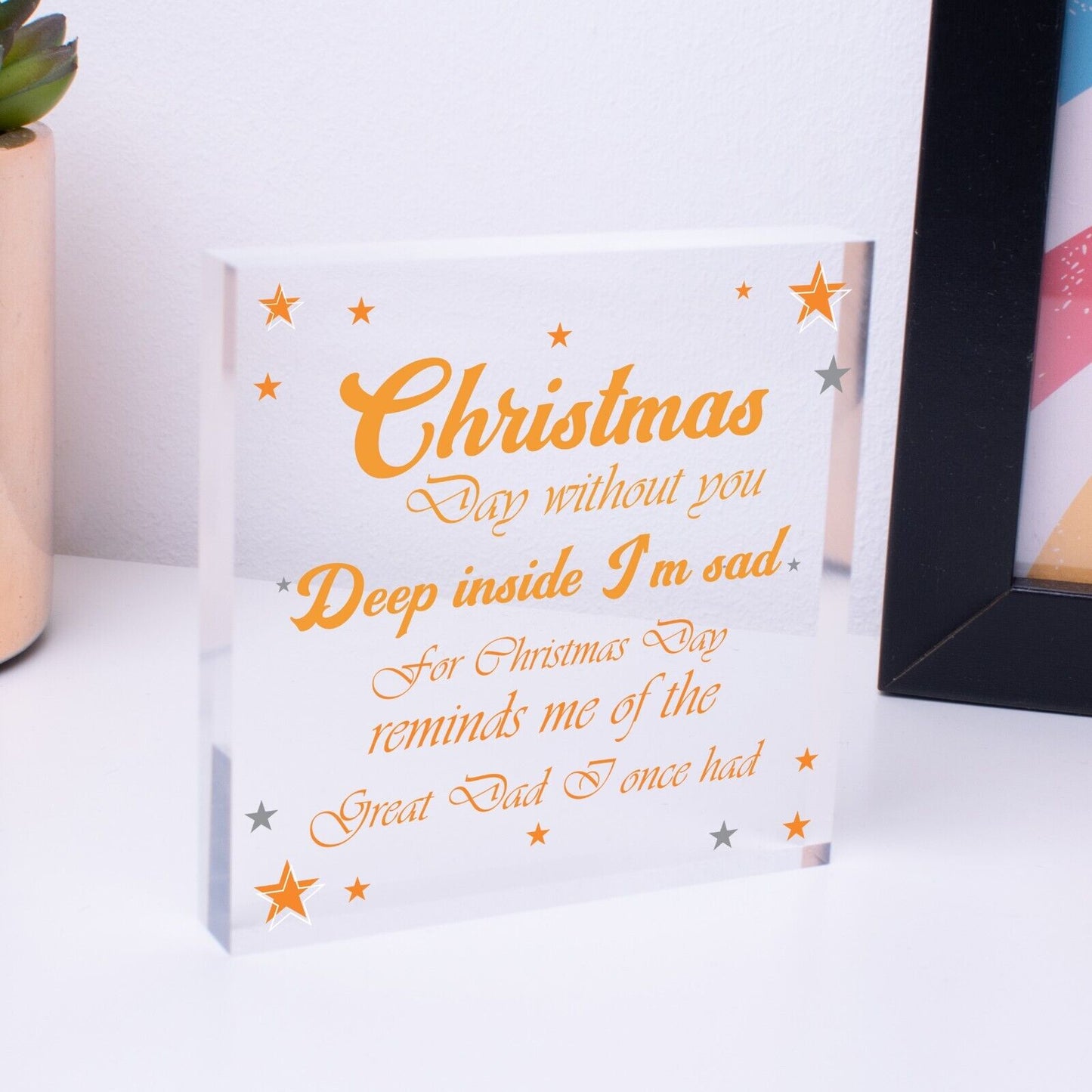 Great Dad Memorial Christmas Tree Acrylic Block Plaque Xmas Decoration Sign