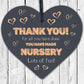 Thank You Nursery Teacher Gift Wooden Heart Sign Preschool Leaving Present