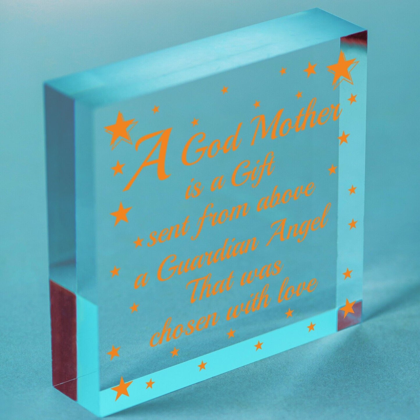 Thank You Godmother Wood Heart Godfather Godparent Gift Novelty Christening Card