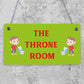 The Throne Room Novelty Wooden Hanging Plaque Funny Restroom Bathroom Door Sign