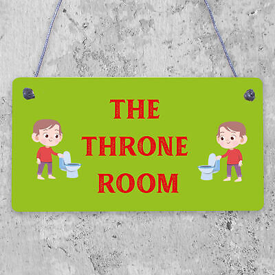 The Throne Room Novelty Wooden Hanging Plaque Funny Restroom Bathroom Door Sign