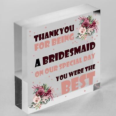 Thank You For Being A Bridesmaid Wooden Hanging Heart Wedding Favour GIFT Plaque