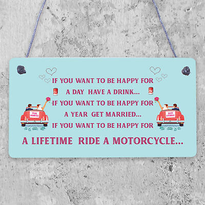 Motorcycle Enthusiast Funny Motorbike Man Cave Hanging Sign Garage Vintage Gift