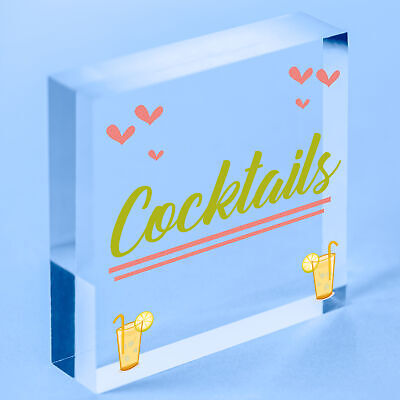 Cocktail Neon Effect Hanging Plaque Home Bar Pub Sign Friendship Man Cave Sign