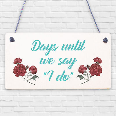 Wedding Countdown I DO Chalkboard Plaque Sign Engagement Gift Fiance Mr & Mrs